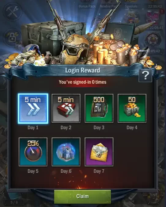 age of origins daily login reward