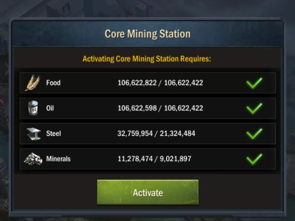 age of origins core mining station requirements