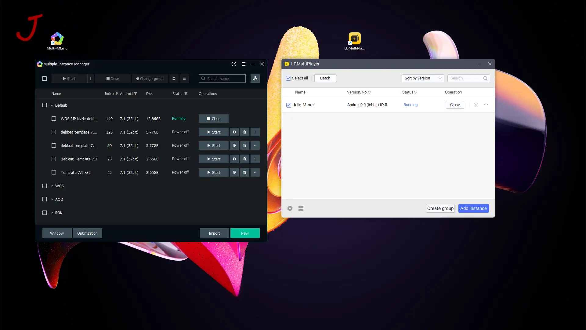 Multiple Android Emulator Launch Screen